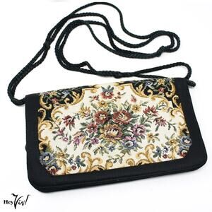 Vintage Magid Tapestry Floral Black Clutch or Shoulder Bag 8x5 – Hey Viv
